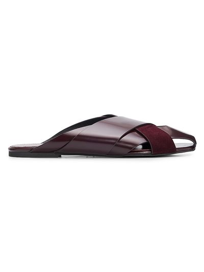 Proenza Schouler Women's Slant Cross Leather & Suede Slides