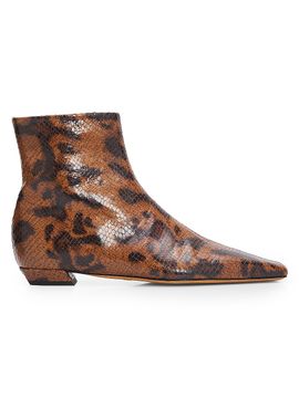 Proenza Schouler Women's Trap Flat Embossed-Leather Ankle Boots