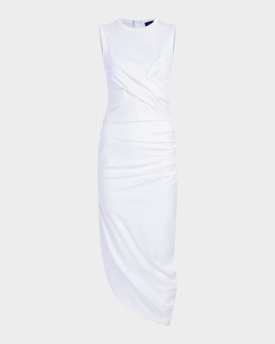 Proenza Schouler Zafira Sleeveless Draped Cotton Asymmetric Midi Dress
