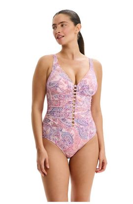 Profile by Gottex Profile by Gottex Boho Bloom D-Cup V-Neck Gold Beaded One Piece
