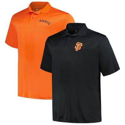 PROFILE Men's Profile Black/Orange San Francisco Giants Big & Tall Two-Pack Solid Polo Set 
