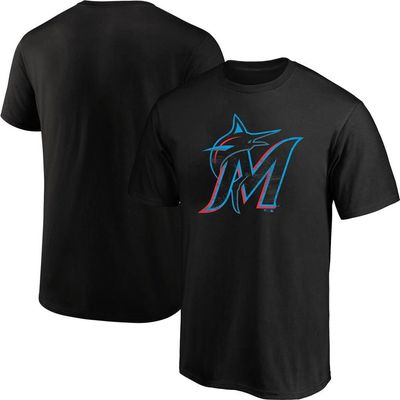 PROFILE Men's Profile Black Miami Marlins Big & Tall Distressed Logo T-Shirt 