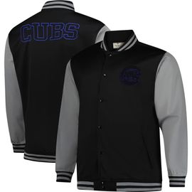 PROFILE Men's Profile Black/Gray Chicago Cubs Full-Snap Varsity Jacket 