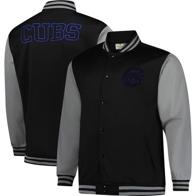 PROFILE Men's Profile Black/Gray Chicago Cubs Full-Snap Varsity Jacket 