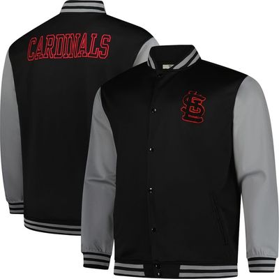 PROFILE Men's Profile Black/Gray St. Louis Cardinals Full-Snap Varsity Jacket 
