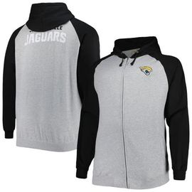 PROFILE PROFILE Men's Heather Gray Jacksonville Jaguars Big & Tall Fleece Raglan Full-Zip Hoodie Jacket 