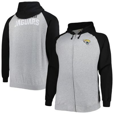 PROFILE PROFILE Men's Heather Gray Jacksonville Jaguars Big & Tall Fleece Raglan Full-Zip Hoodie Jacket 