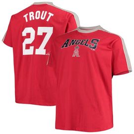 PROFILE PROFILE Men's Mike Trout Red/Silver Los Angeles Angels Big & Tall Fashion Piping Player T-Shirt 