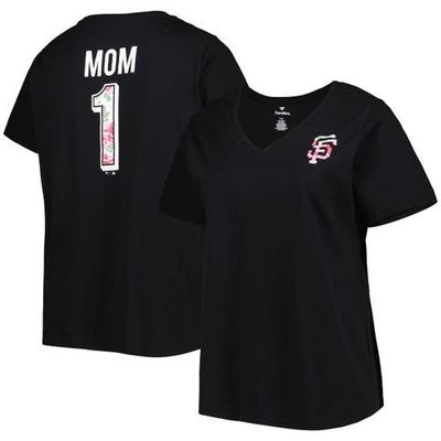 PROFILE PROFILE Women's Black San Francisco Giants Mother's Day Plus Size Best Mom Ever V-Neck T-Shirt 