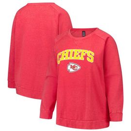 PROFILE PROFILE Women's Fanatics Red Kansas City Chiefs Acid Wash Raglan Pullover Sweatshirt 