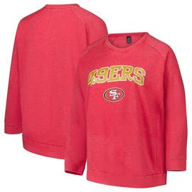 PROFILE PROFILE Women's Fanatics Red San Francisco 49ers Acid Wash Raglan Pullover Sweatshirt 