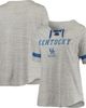 PROFILE PROFILE Women's Heathered Gray/Royal Kentucky Wildcats Plus Size Lace-Up V-Neck T-Shirt - 1