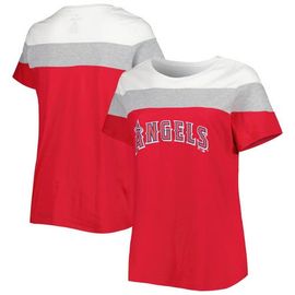 PROFILE PROFILE Women's White/Red Los Angeles Angels Plus Size Colorblock T-Shirt 