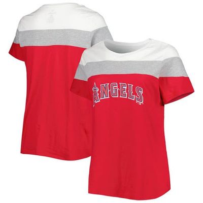 PROFILE PROFILE Women's White/Red Los Angeles Angels Plus Size Colorblock T-Shirt 