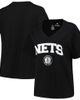 PROFILE Women's Profile Black Brooklyn Nets Plus Size Arch Over Logo V-Neck T-Shirt  - 1