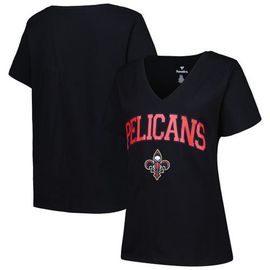 PROFILE Women's Profile Black New Orleans Pelicans Plus Size Arch Over Logo V-Neck T-Shirt 