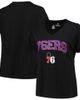 PROFILE Women's Profile Black Philadelphia 76ers Plus Size Arch Over Logo V-Neck T-Shirt  - 1