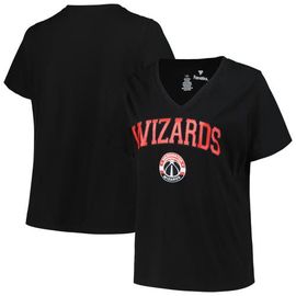 PROFILE Women's Profile Black Washington Wizards Plus Size Arch Over Logo V-Neck T-Shirt 