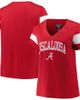 PROFILE Women's Profile Heather Crimson Alabama Crimson Tide Plus Size Arched City Sleeve Stripe V-Neck T-Shirt  - 1