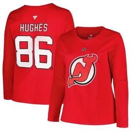 PROFILE Women's Profile Jack Hughes Red New Jersey Devils Plus Size Name & Number Long Sleeve T-Shirt 
