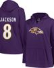 PROFILE Women's Profile Lamar Jackson Purple Baltimore Ravens Plus Size Player Name & Number Pullover Hoodie  - 1