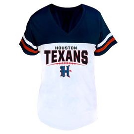 PROFILE Women's Profile Navy/White Houston Texans Plus Size Split Body V-Neck T-shirt 