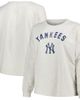 PROFILE Women's Profile Oatmeal New York Yankees Plus Size French Terry Pullover Sweatshirt  - 1