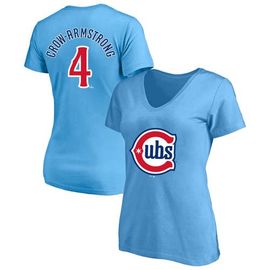 PROFILE Women's Profile Pete Crow-Armstrong Light Blue Chicago Cubs Plus Size Name & Number V-Neck T-Shirt 