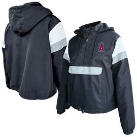 PROFILE Women's Profile Black Los Angeles Angels Plus Size Anorak Hoodie Quarter-Zip Pullover 