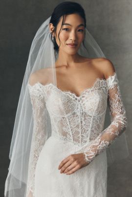 Pronovias Pronovias x Anthropologie Weddings Clean Chapel Veil With Blusher