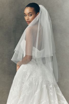 Pronovias Pronovias x Anthropologie Weddings Clean Fingertip Veil With Blusher