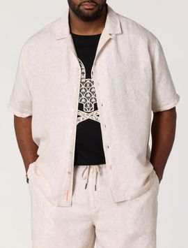 Psycho Bunny Psycho Bunny Big & Tall Brad Print Linen-Blend Sport Shirt
