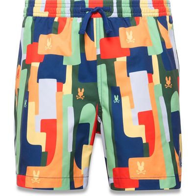 Psycho Bunny Psycho Bunny Kids' Wes Allover Print Swim Trunks