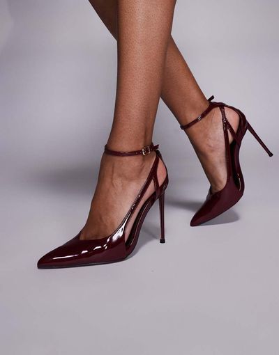 Public Desire Public Desire Allegedly pointed toe pumps in burgundy patent-Red