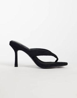 Public Desire Public Desire Alma heeled toe post sandals in black velvet