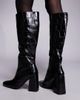 Public Desire Public Desire Apology block heel knee boots in black croc - 2