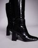 Public Desire Public Desire Apology block heel knee boots in black croc - 3