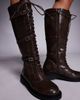 Public Desire Public Desire Arun lace up knee boots in brown - 3