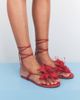 Public Desire Public Desire Becca raffia flower flat sandals in red - 3