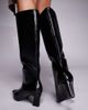 Public Desire Public Desire Boomer heeled knee boots in black crinkle - 2