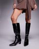 Public Desire Public Desire Boomer heeled knee boots in black crinkle - 4