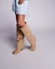 Public Desire Public Desire Bordeaux ruched heeled knee boots in sand faux suede-Brown - 1