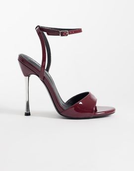 Public Desire Public Desire Brooklyn heeled sandals in burgundy patent-Red