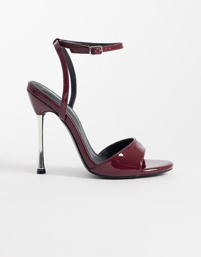 Public Desire Public Desire Brooklyn heeled sandals in burgundy patent-Red