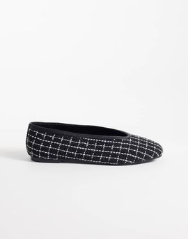 Public Desire Public Desire Caprice ballet flats in black and white tweed