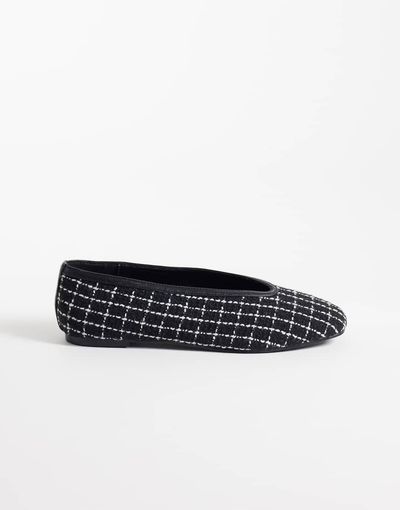 Public Desire Public Desire Caprice ballet flats in black and white tweed