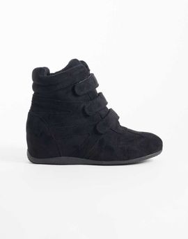Public Desire Public Desire Carmina wedge sneakers in black suedette