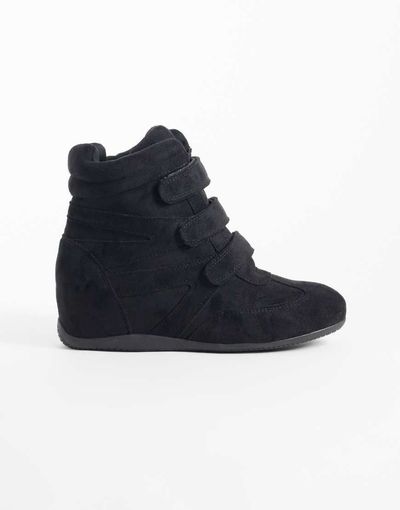 Public Desire Public Desire Carmina wedge sneakers in black suedette