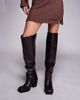 Public Desire Public Desire Carter over the knee block heeled boots in dark brown - 4