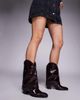 Public Desire Public Desire Diego foldover mid ankle boots in burgundy-Red - 1